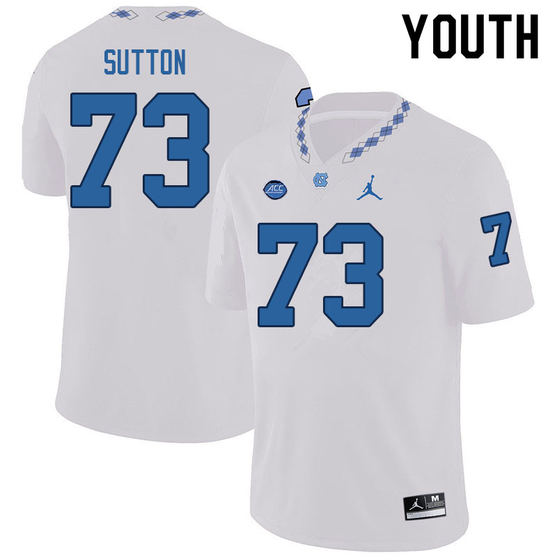 Youth #73 Eli Sutton North Carolina Tar Heels College Football Jerseys Sale-White